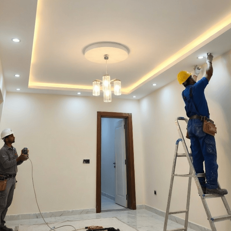 Tavanı alçıpanla şekillendirip estetik katar.